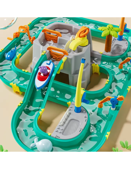 Extra Large Magnetic Fishing Set Children's Water Park Water Toy Multifunctional Fishing Platform Puzzle for Boys and Girls