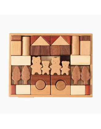 Wooden art dad building block toys wooden baby boys and girls 1-2 years old 3-6 years old babies and children