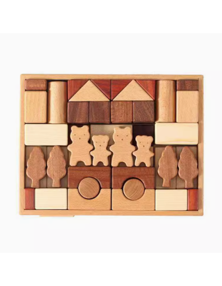 Wooden art dad building block toys wooden baby boys and girls 1-2 years old 3-6 years old babies and children