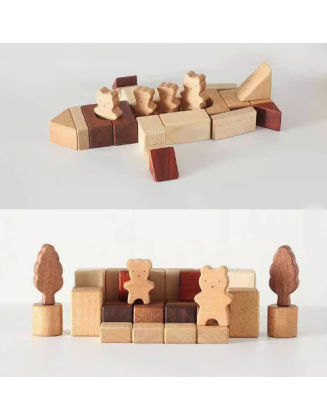 Wooden art dad building block toys wooden baby boys and girls 1-2 years old 3-6 years old babies and children